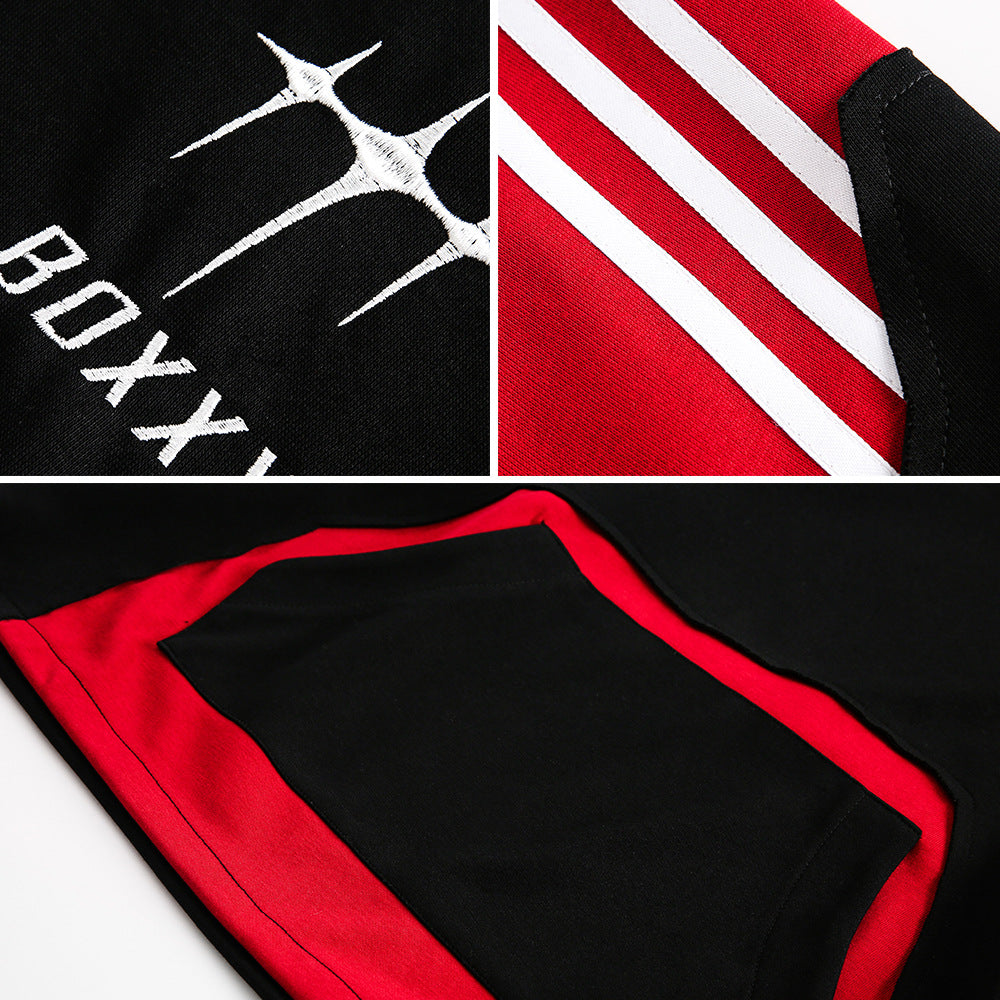 Contrast Color Patchwork Hoodie Men